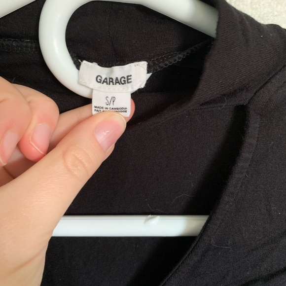 Garage Black long sleeved crop with v-neck & collar, size small - Picture 3 of 6